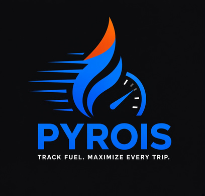 Pyrois logo: a blue flame with an orange tip